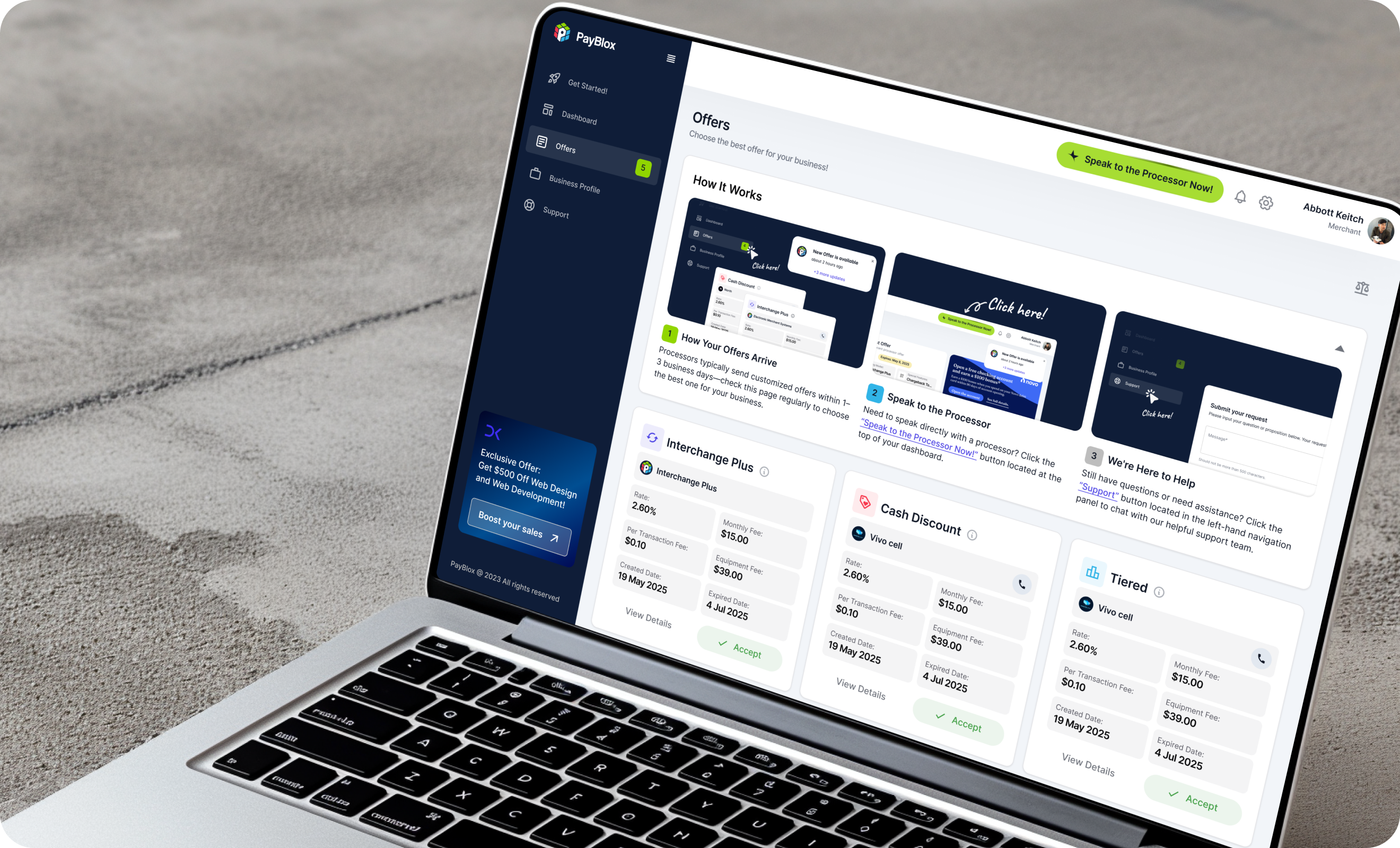 PayBlox dashboard on a laptop